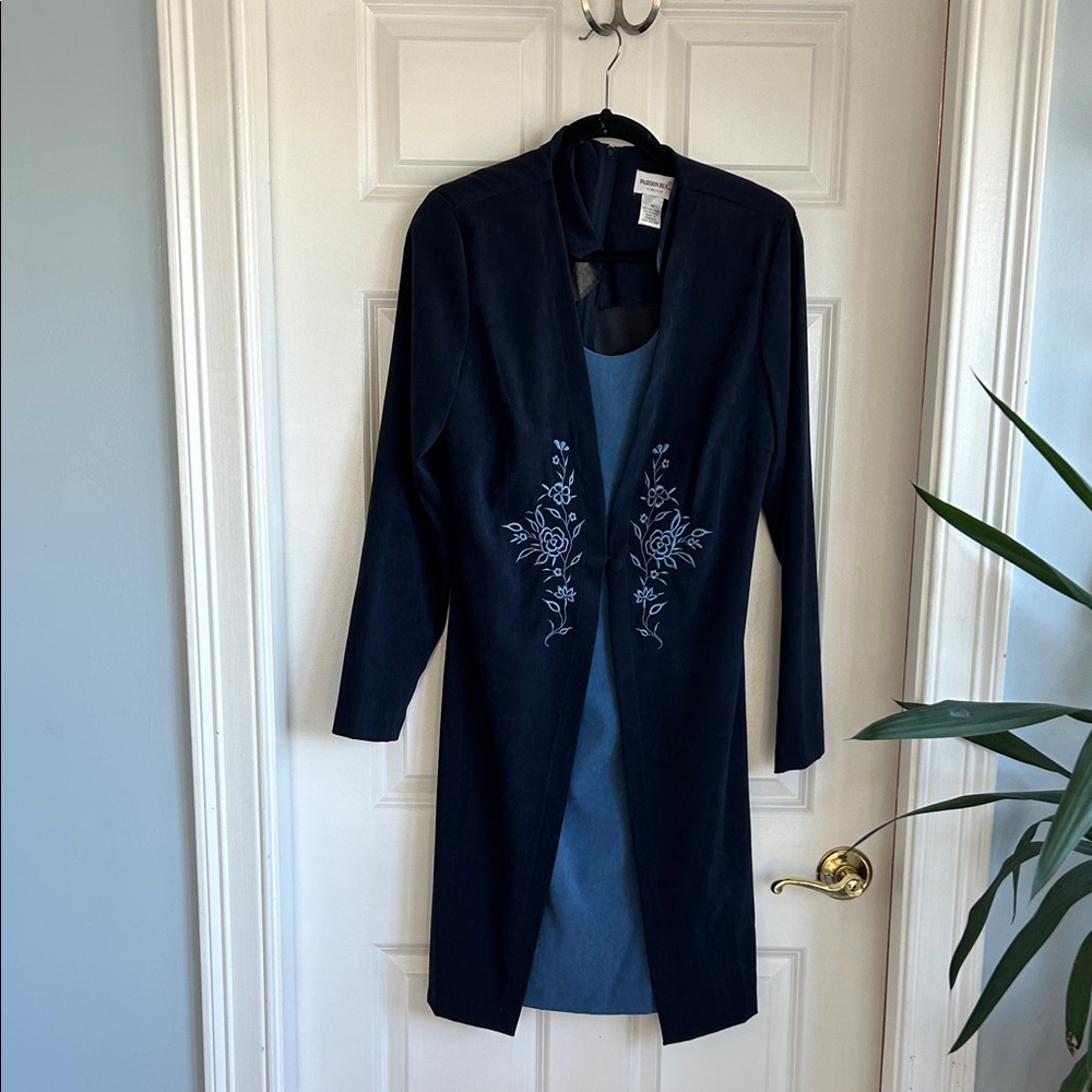 Fashion Bug Navy Floral Women's Dress with built in long blazer